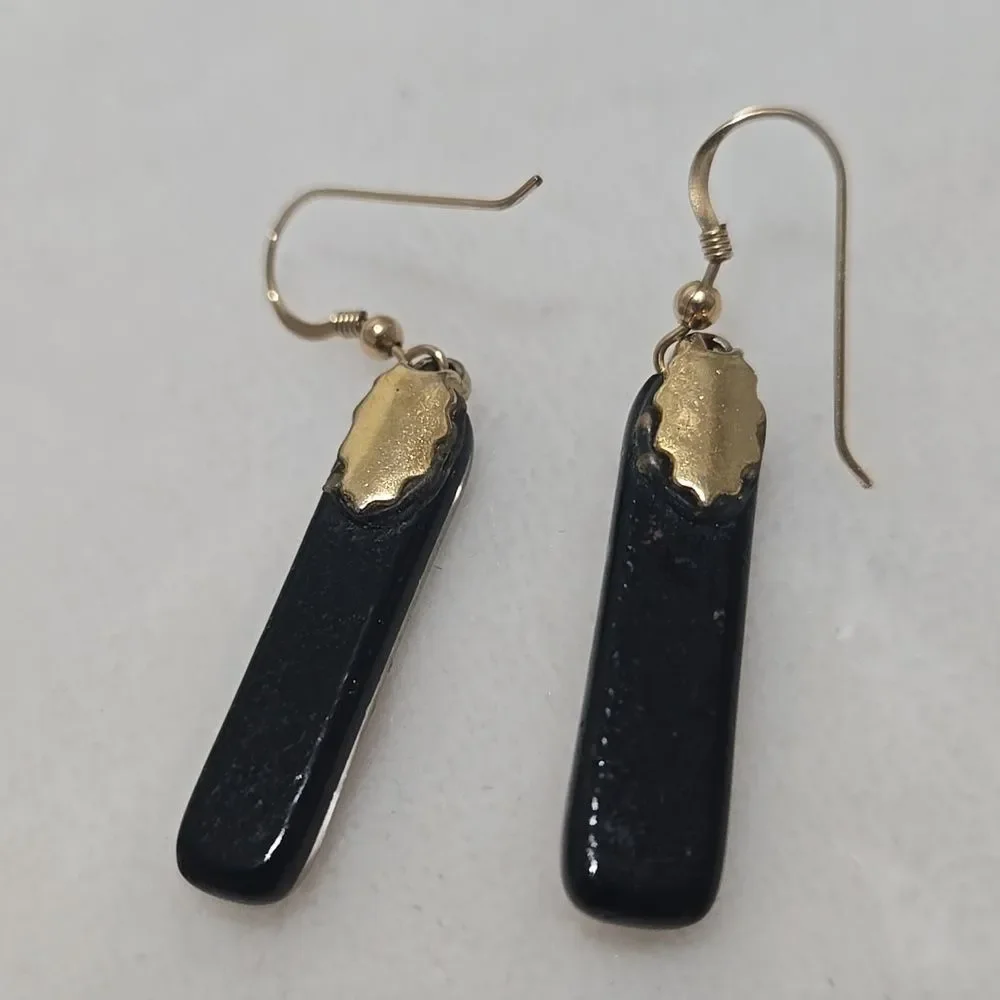 14k Gold Dichroic Glass Earrings